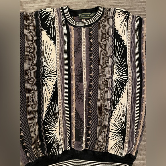 Croft & Barrow Vintage Coogi Style 3D Textured Sweater Grey Black Size Large - Picture 9 of 12
